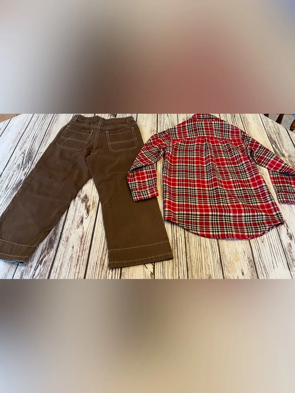 Gymboree Fall Winter Set Outfit Plaid Flannel Shirt & Cargo Pants Boy’s 5T